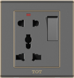 Bộ ổ đa năng+ổ 2 chấu+1 công tắc+1 LED , màu ghi