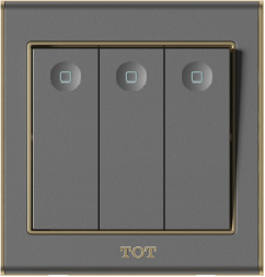 Bộ công tắc 3 hạt 1 chiều 16A , màu ghi