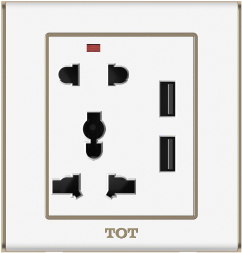 Bộ ổ đa năng+ ổđơn 2 chấu+  ổ USB+1led , màu trắng