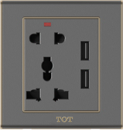 Bộ ổ đa năng+ ổđơn 2 chấu+  ổ USB+1led , màu  ghi