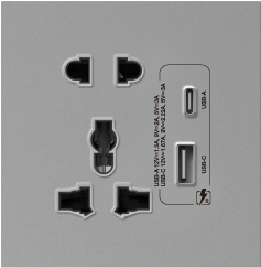 Bộ ổ đa năng + ổ 2 chấu + ổ type C + ổ USB 20W , màu  ghi