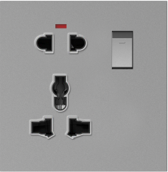 Bộ ổ cắm đa năng + ổ cắm đơn 2 chấu + công tắc, LED , màu trắng