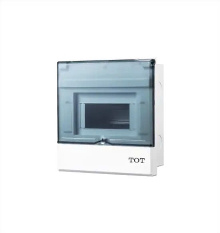 Tủ aptomat âm tường 5-7P, đế nhựa, cửa mở lên