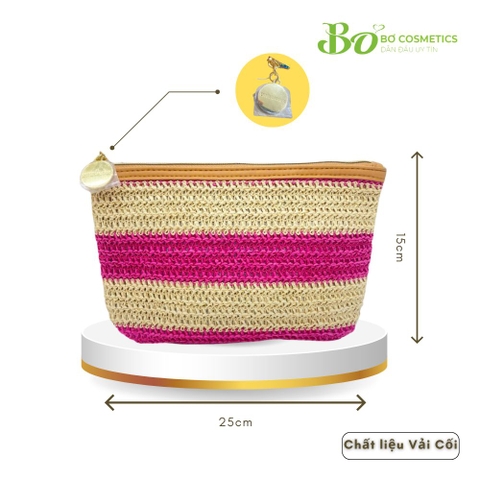 Túi Cói Gift Estee Lauder Màu Hồng Be (24x18x6cm)