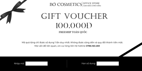 Phiếu Quà Tặng Gift Voucher Khi Mua Sắm Tại Bơ Cosmetics 100K