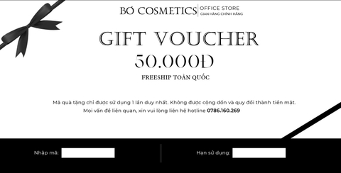 Phiếu Quà Tặng Gift Voucher Khi Mua Sắm Tại Bơ Cosmetics 50K