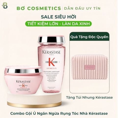 [Tặng Kèm Túi] Combo Dầu Gội Và Mặt Nạ Ủ Chăm Sóc Tóc Kérastase Genesis Bain Hydra-Fortifiant & Masque Reconstituant