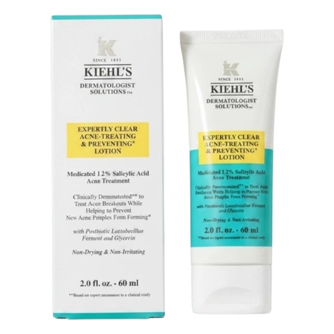 Kem Trị Mụn Kiehl's Expertly Clear Acne-Treating & Preventing*Lotion 60ml (Moisturizer for Acne Prone Skin)