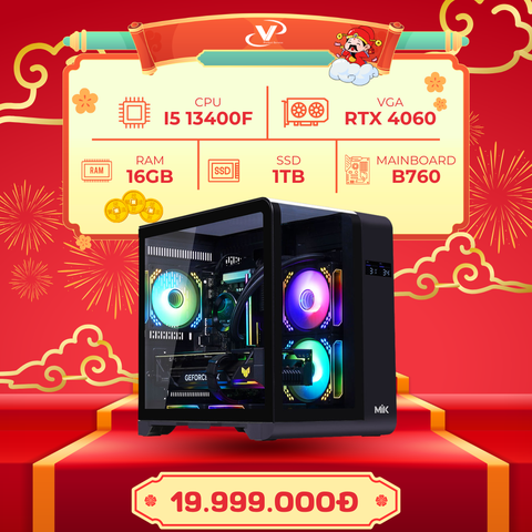 PC GAMING VPC Core i5 13400F I 16GB I RTX 4060 8GB I SSD 1TB I 750W [ THANH LÝ BẢO HÀNH 20 THÁNG ]
