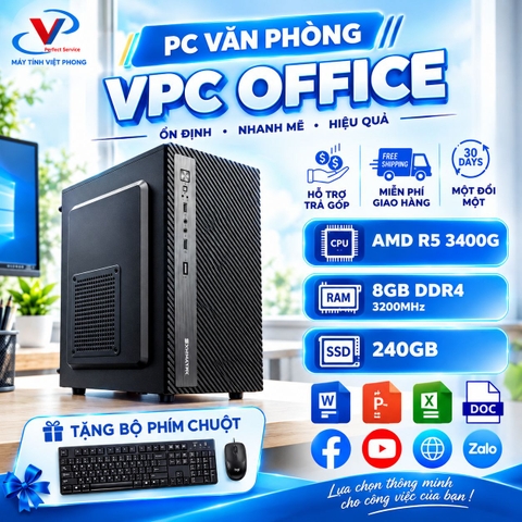 BỘ MÁY VĂN PHÒNG VPC AMD R5 3400G I 8GB I 240 SSD I VEGA 8