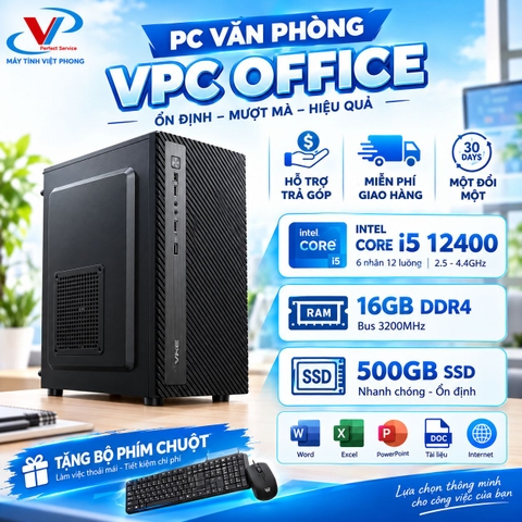 BỘ MÁY VĂN PHÒNG VPC INTEL CORE I5 12400 I 16GB I 500GB SSD I UHD I WIFI