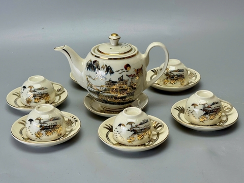 Bộ ấm chén thuận buồm xuôi gió, làng quê  Chu Đậu