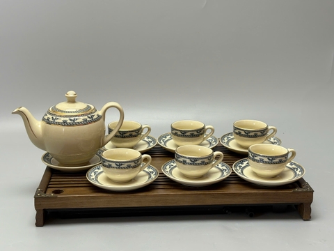 Bộ ấm chén chim lạc vẽ vàng 2025 gốm Chu Đậu