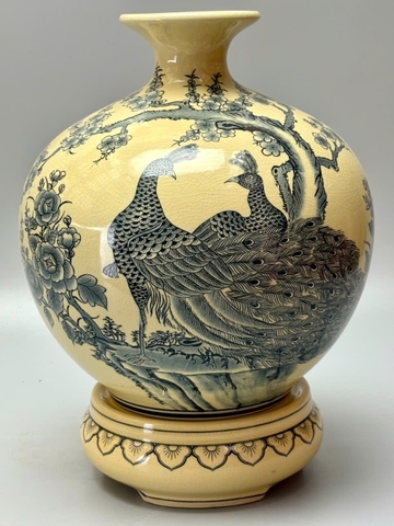 Bình hút tài lộc công đào H30 gốm chu đậu truyền thống