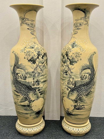 Lục Bình Lý Ngư Vọng Nguyệt Cao 1,57m Truyền Thống