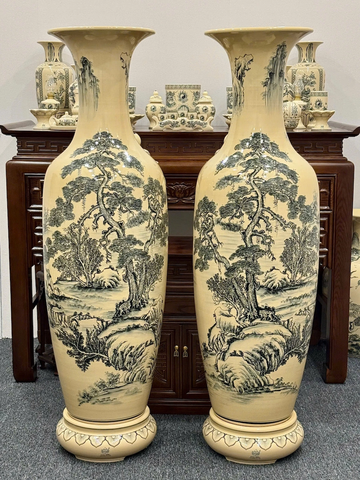 Lục Bình Sơn Thuỷ Hữu Tình Cao 1,82m Gốm Chu Đậu Truyền Thống