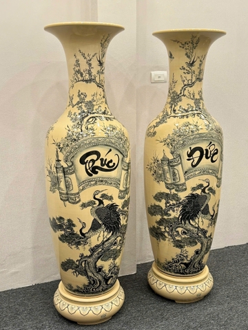 Lục Bình Tùng Hạc Chữ Phúc Đức Cao 1,66m Truyền Thống