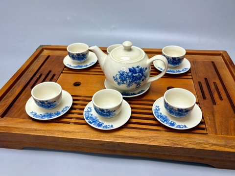 Bộ ấm chén hoa hồng truyền thống gốm Chu Đậu