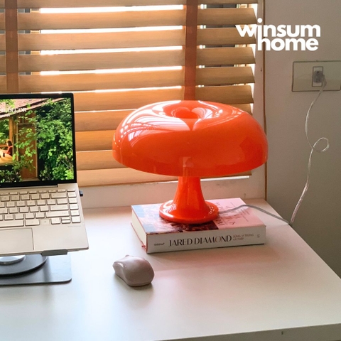 Đèn để bàn hình nấm màu cam, đèn ngủ trang trí phòng phong cách retro - DBB06