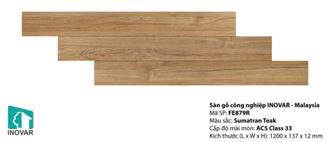 Sàn Inovar 12mm bản nhỏ, hèm V. Mã FE 879R