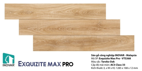 Sàn Inovar 12mm bản to, hèm V. Mã VTS368