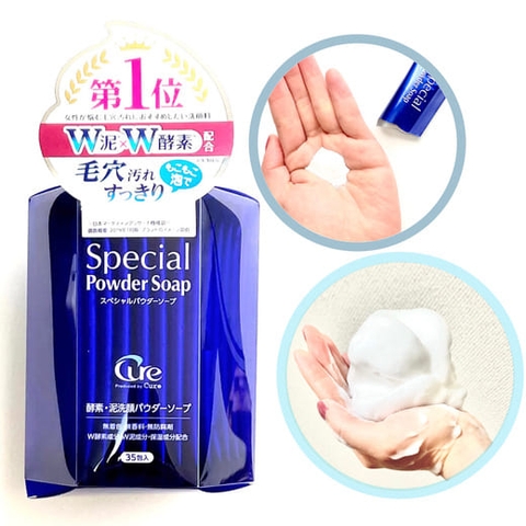 Bột xà bông rửa mặt Cure Special Powder Soap 35 Gói/hộp
