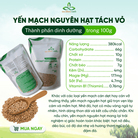 Yến Mạch Nguyên hạt, nguyên cám, đã tách vỏ – Nhập khẩu từ Canada – Healthy Eat, Dinh Dưỡng Cho Gia Đình