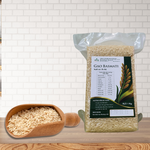 Gạo Basmati India (Ấn độ) Túi 1kg, ngăn ngừa tiểu đường