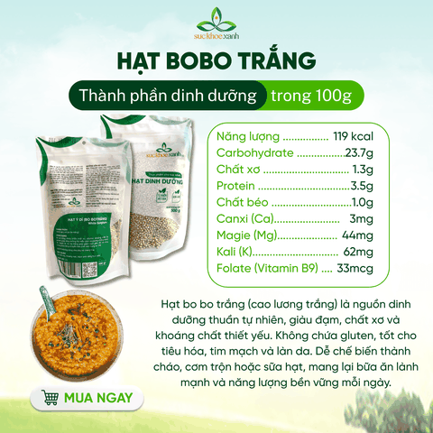 Bobo trắng nhập khẩu từ Úc, Túi 500g