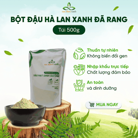 Bột Đậu Hà Lan Xanh Canada sử dụng ngay 500g – Pha Uống Nhanh, Làm Bánh, Nấu Cháo Ăn Chay