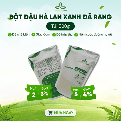 Bột Đậu Hà Lan Xanh Canada sử dụng ngay 500g – Pha Uống Nhanh, Làm Bánh, Nấu Cháo Ăn Chay
