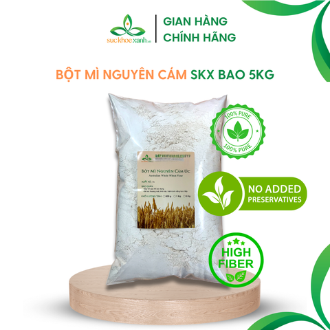 Bột Mì Nguyên Cám Úc Túi 5kg – Nguyên Chất 100% – Tốt Cho Tiêu Hóa & Kiểm Soát Cân Nặng