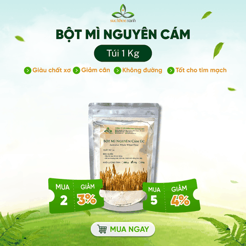 Bột Mì Nguyên Cám Úc Túi 1kg – Giàu Chất Xơ, Vitamin – Làm Bánh Healthy, Ăn Kiêng
