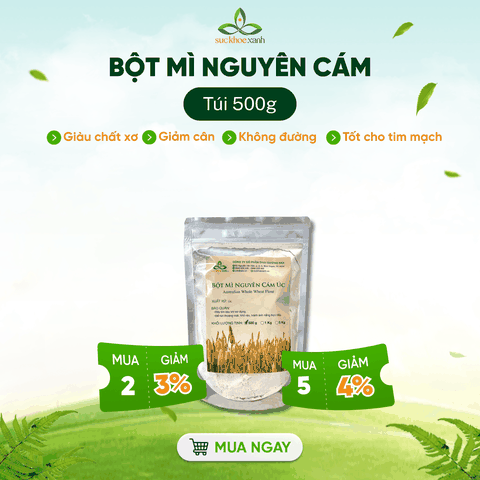 Bột Mì Nguyên Cám Úc Túi 500g – Làm Bánh Mì, Pizza, Pasta – Dinh Dưỡng Tự Nhiên