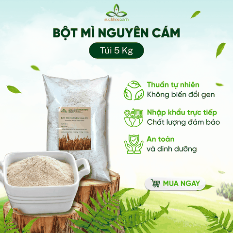 Bột Mì Nguyên Cám Úc Túi 5kg – Nguyên Chất 100% – Tốt Cho Tiêu Hóa & Kiểm Soát Cân Nặng