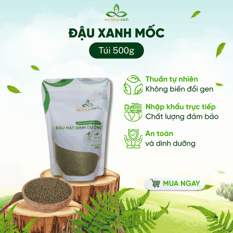 Đậu xanh mốc (đậu xanh tiêu) Myanmar 500g - Tỉ lệ nãy mầm cao - Chuyên làm giá đỗ