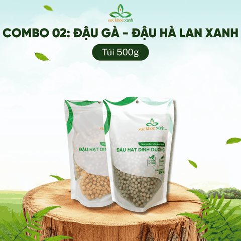 Combo 02- 1 Đậu Gà & 1 Đậu Hà lan xanh nguyên Hạt (mỗi túi 500g)