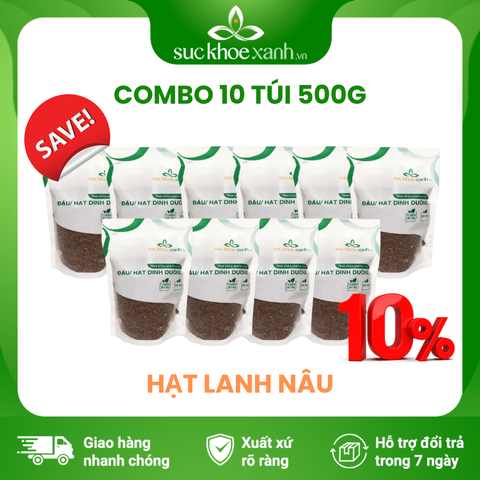Combo 10 Túi Hạt lanh nâu nhập khẩu từ Ấn Độ, mỗi Túi 500g