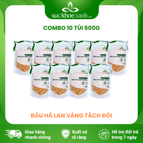 Combo 10 Túi Đậu Hà lan vàng tách đôi, nhập khẩu từ Canada, mỗi Túi 500g