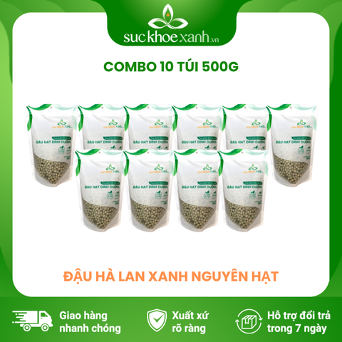 Đậu hà lan xanh nguyên Hạt Canada Túi 500g - Set 10 Túi
