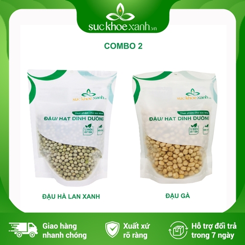 Combo 02- 1 Đậu Gà & 1 Đậu Hà lan xanh nguyên Hạt (mỗi túi 500g)