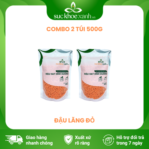 Combo 2 Túi Đậu Lăng đỏ tách vỏ nhập khẩu từ Canada, mỗi Túi 500g