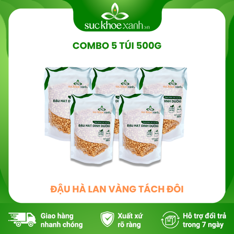 Combo 5 Túi Đậu Hà lan vàng tách đôi, nhập khẩu từ Canada, mỗi Túi 500g