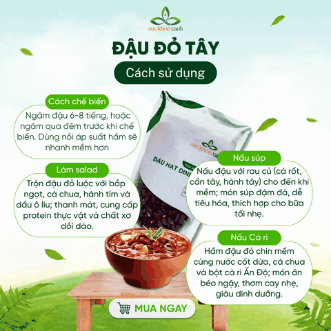 Đậu Đỏ Tây Myanmar 500g - Hạt to mẩy - Thuần tự nhiên - Giàu đạm, chất xơ - Món chay, ăn kiêng