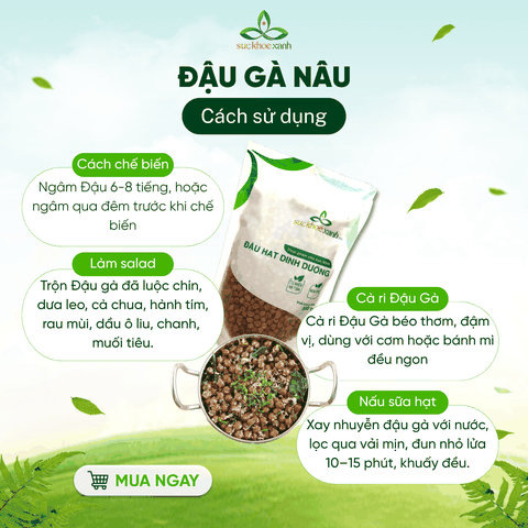 Đậu Gà Nâu Ấn Độ 500g - Hạt sạch, chất lượng cao - Giàu vitamin, khoáng chất - Món chay, giảm cân