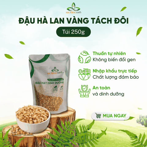 Đậu Hà Lan Vàng Tách Đôi Canada 250g - Hạt sạch, thuần tự nhiên - Nấu súp, ăn chay, giảm cân