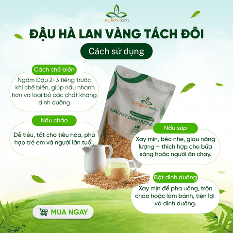 Đậu Hà Lan Vàng Tách Đôi Canada 250g - Hạt sạch, thuần tự nhiên - Nấu súp, ăn chay, giảm cân