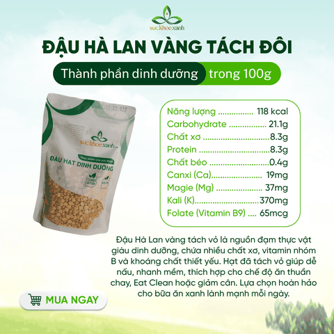 Đậu Hà Lan Vàng Tách Đôi Canada 250g - Hạt sạch, thuần tự nhiên - Nấu súp, ăn chay, giảm cân