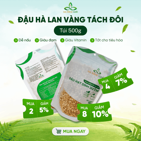 Đậu Hà Lan Vàng Canada 500g- Hạt tách đôi - Giàu đạm, chất xơ - Thực dưỡng, món chay healthy