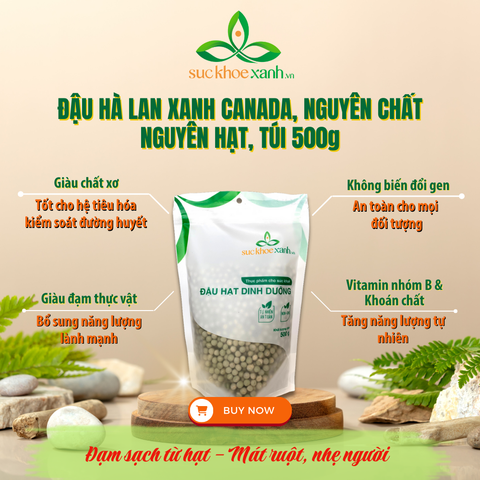 Sức Khỏe Xanh - Đậu Hà Lan Xanh Canada - Nguyên hạt - Nhập khẩu chính hãng - Giao sỉ lẻ toàn quốc